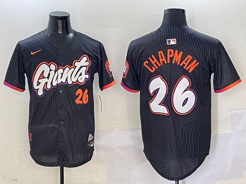 Men San Francisco Giants #26 Chapman Black Second generation Joint Name Nike 2025 MLB Jersey style 9